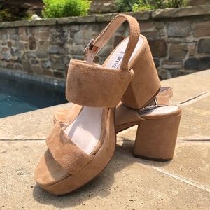 Tan Suede Steve Madden Block Heels
